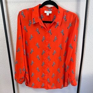 Bold Orange Zebra Print Blouse